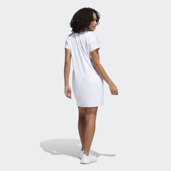 Robe De Golf 3 Bandes Adidas Blanc