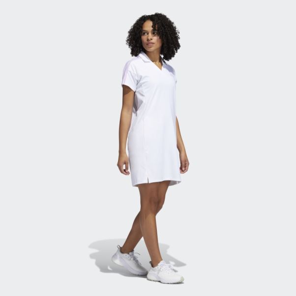 Robe De Golf 3 Bandes Adidas Blanc