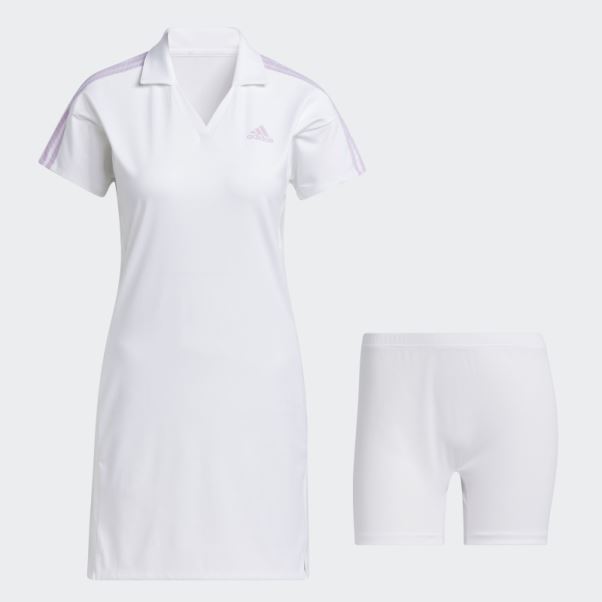 Robe De Golf 3 Bandes Adidas Blanc