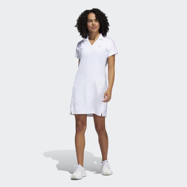 Robe De Golf 3 Bandes Adidas Blanc