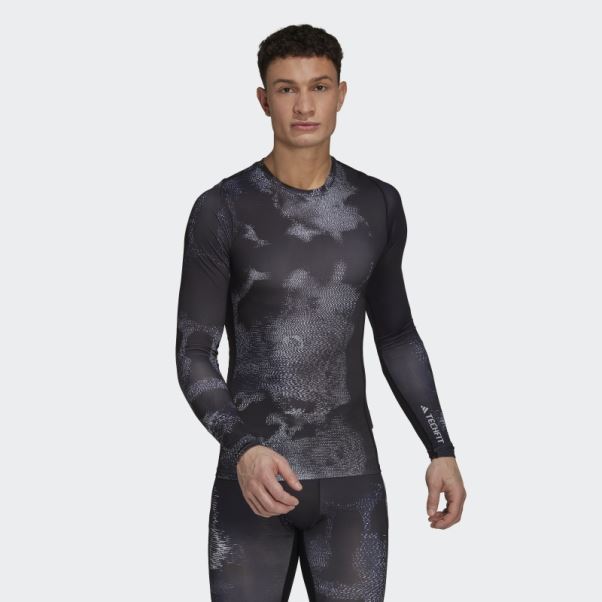 Techfit Allover Print Training T-shirt à Manches Longues Multicolore Adidas
