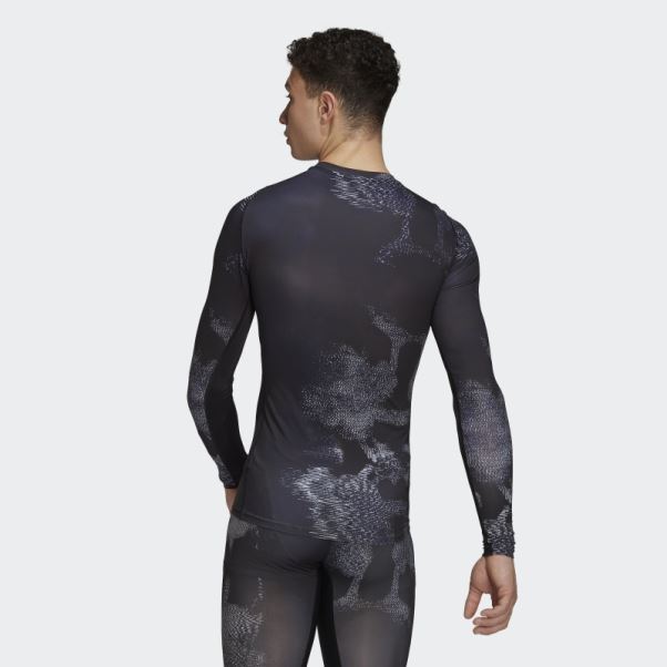 Techfit Allover Print Training T-shirt à Manches Longues Multicolore Adidas