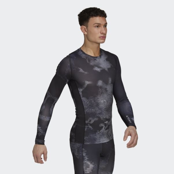 Techfit Allover Print Training T-shirt à Manches Longues Multicolore Adidas