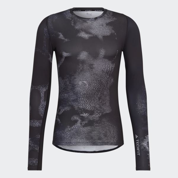 Techfit Allover Print Training T-shirt à Manches Longues Multicolore Adidas