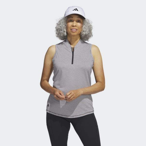 Polo De Golf Sans Manches Ottoman Bicolore Adidas Noir