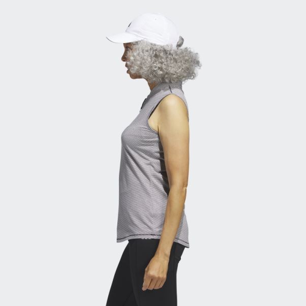 Polo De Golf Sans Manches Adidas Bicolore Ottoman Noir