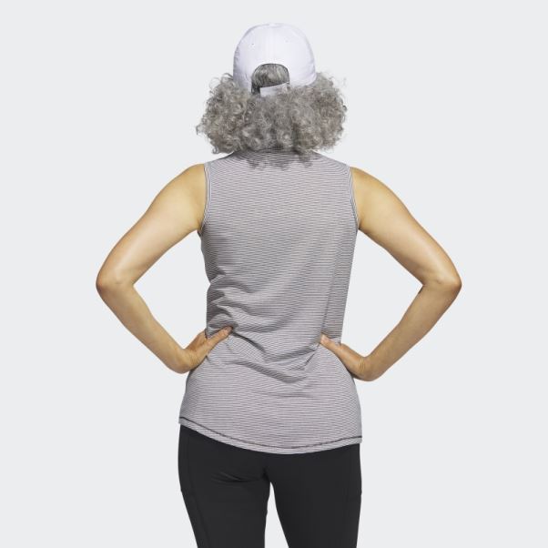 Polo De Golf Sans Manches Adidas Bicolore Ottoman Noir
