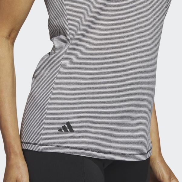 Polo De Golf Sans Manches Adidas Bicolore Ottoman Noir