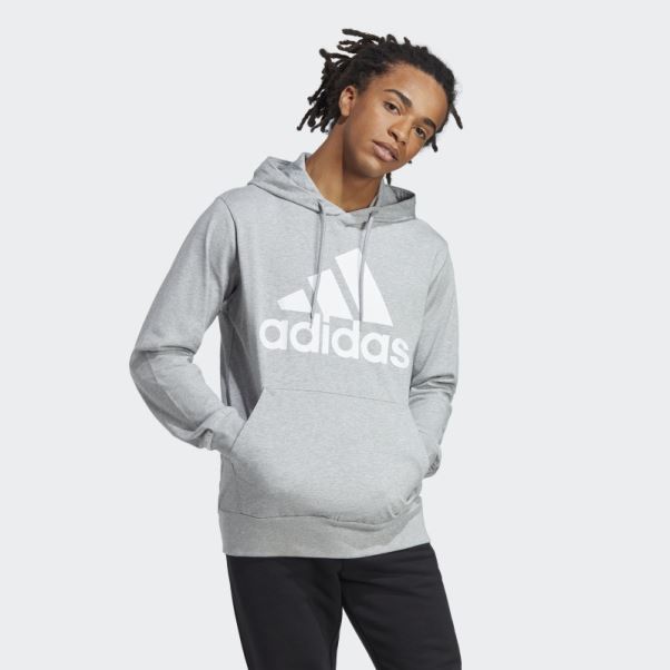 Sweat à Capuche Logo Essentials Adidas Gris Moyen