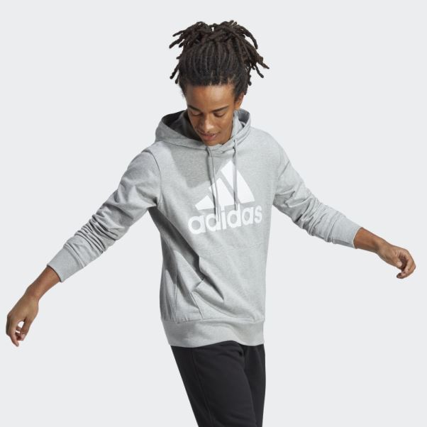 Sweat à Capuche Logo Essentials Adidas Gris Moyen