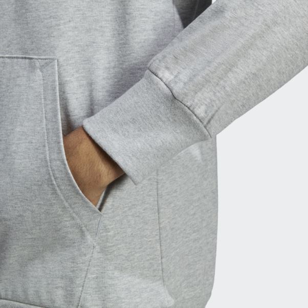 Sweat à Capuche Logo Essentials Adidas Gris Moyen
