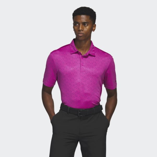 Polo De Golf Imprimé Fuchsia Adidas Ultimate365