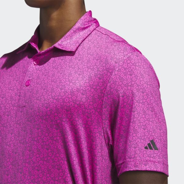 Polo De Golf Imprimé Fuchsia Adidas Ultimate365