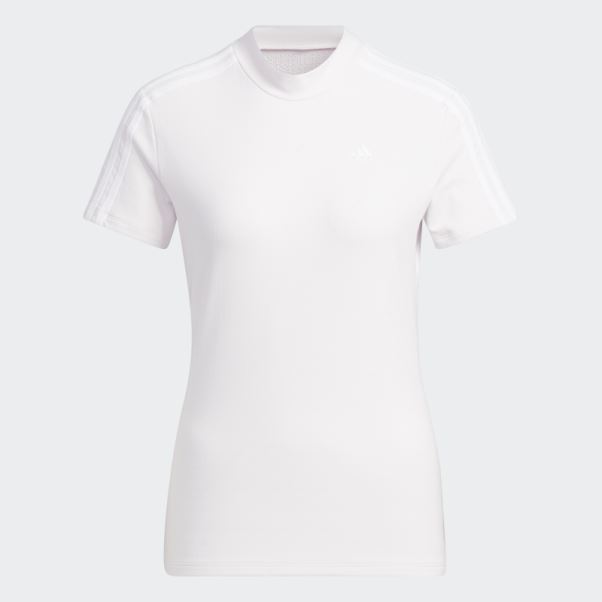T-shirt Adidas Rose à Col Montant à 3 Bandes
