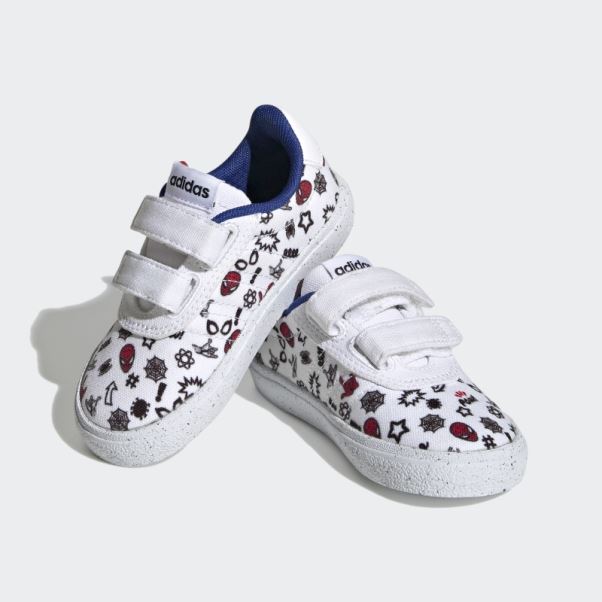Chaussures Adidas X Marvel Vulc Raid3r Spider-man Scratch Blanc