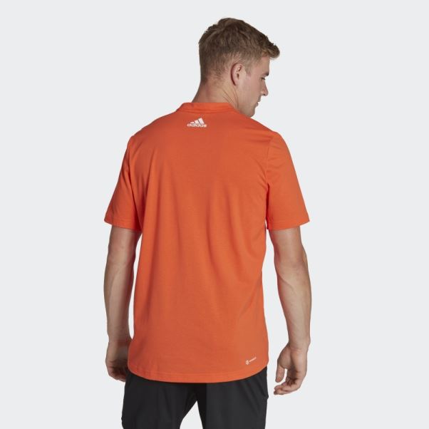 Tee-shirt D'entraînement à Logo Linéaire Imprimé En Silicone Aeroready Adidas Orange