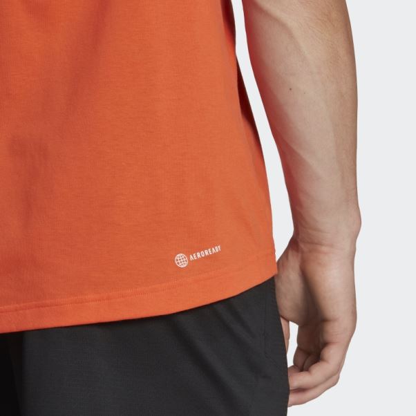 Tee-shirt D'entraînement à Logo Linéaire Imprimé En Silicone Aeroready Adidas Orange