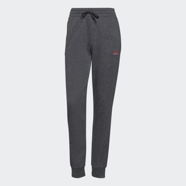 Adidas Pantalon Gris Foncé Chiné Logo Français Terry