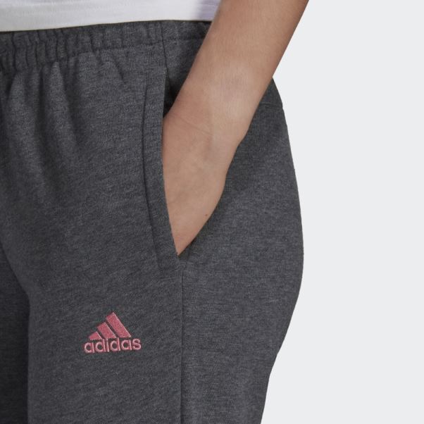 Adidas Pantalon Gris Foncé Chiné Logo Français Terry