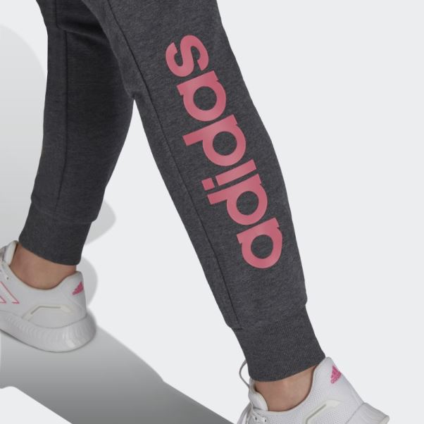 Adidas Pantalon Gris Foncé Chiné Logo Français Terry