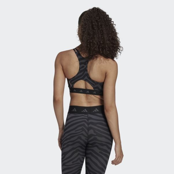 Soutien-gorge Zébré à Maintien Moyen Adidas Hyperglam Techfit Multicolore