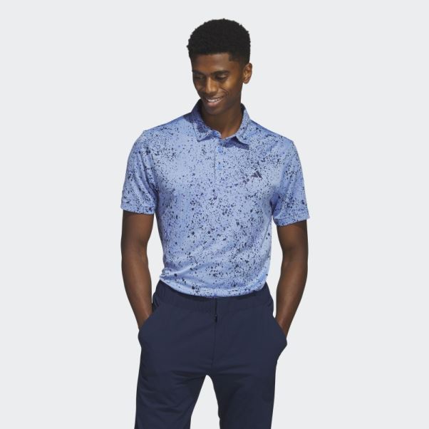 Polo De Golf Bleu Jacquard Adidas