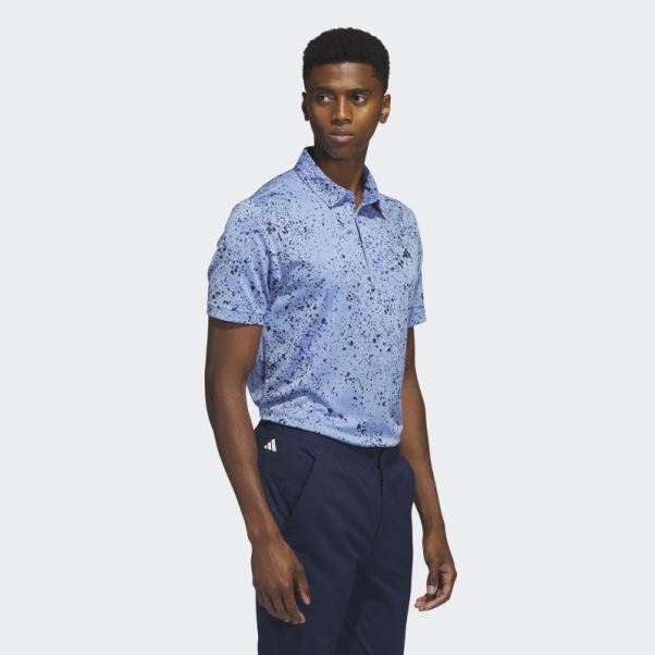 Polo De Golf Bleu Jacquard Adidas