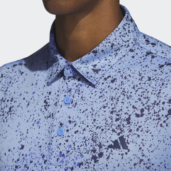 Polo De Golf Bleu Jacquard Adidas
