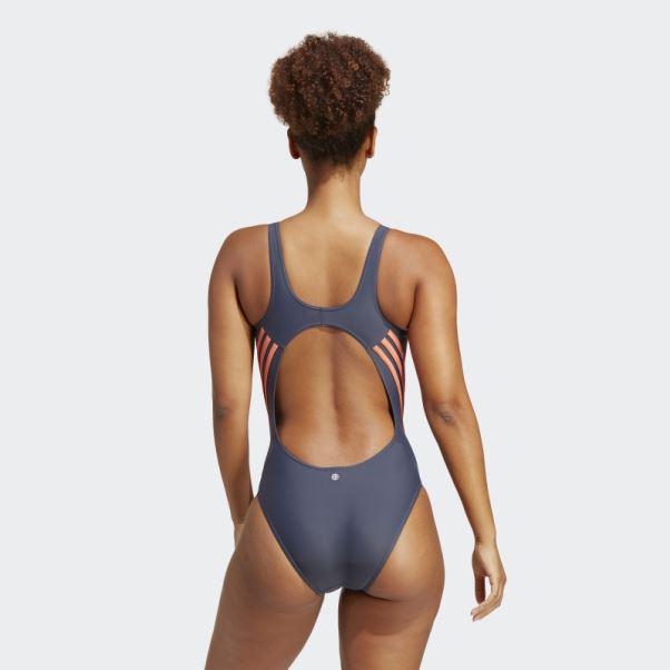 Adidas 3-stripes Maillot De Bain Bleu Marine Chaud