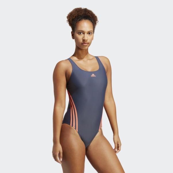 Adidas 3-stripes Maillot De Bain Bleu Marine Chaud