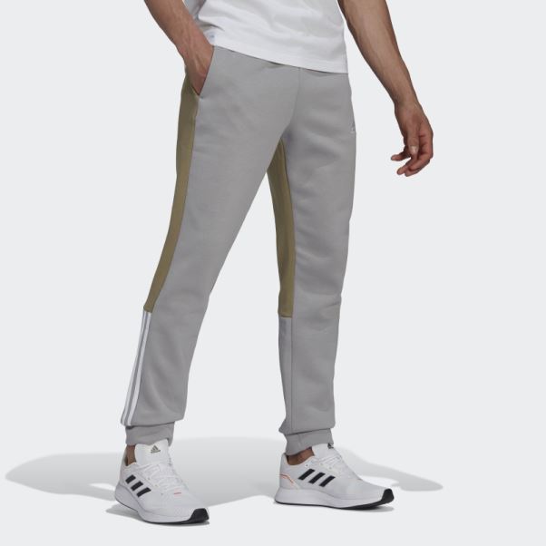 Pantalon En Polaire Colorblock Adidas Mgh Solid Grey Essentials