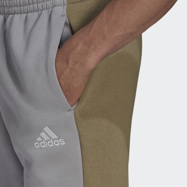 Pantalon En Polaire Colorblock Adidas Mgh Solid Grey Essentials