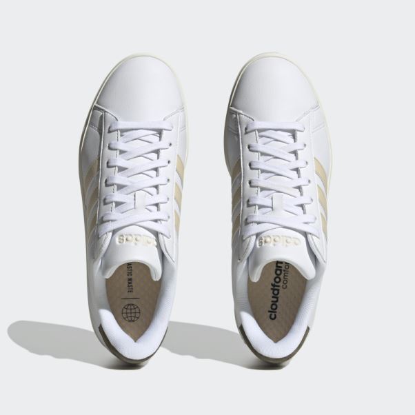 Chaussures Grand Court Cloudfoam Confort Blanc Adidas