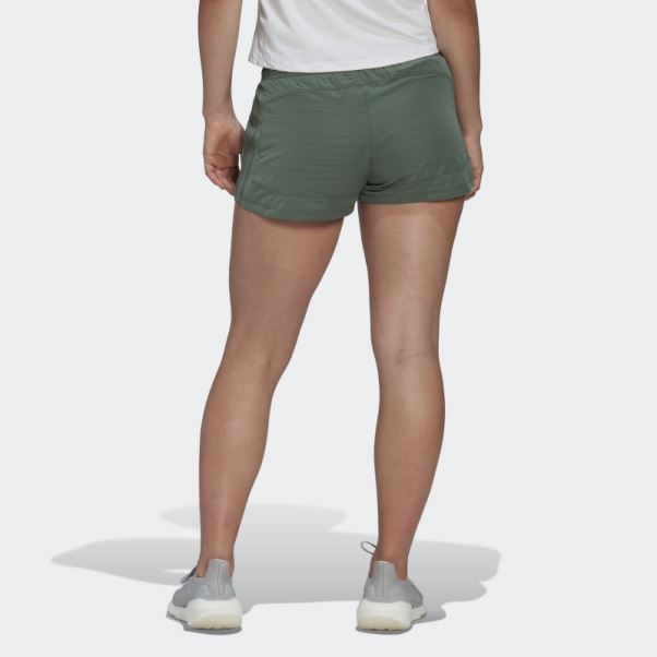 Adidas Vert Oxyde Pacer Short Chiné Tissé à 3 Bandes