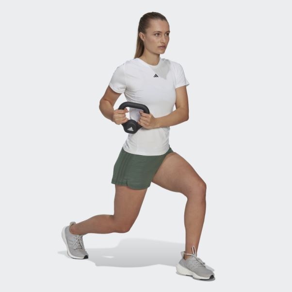 Adidas Vert Oxyde Pacer Short Chiné Tissé à 3 Bandes