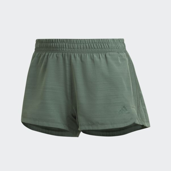 Adidas Vert Oxyde Pacer Short Chiné Tissé à 3 Bandes