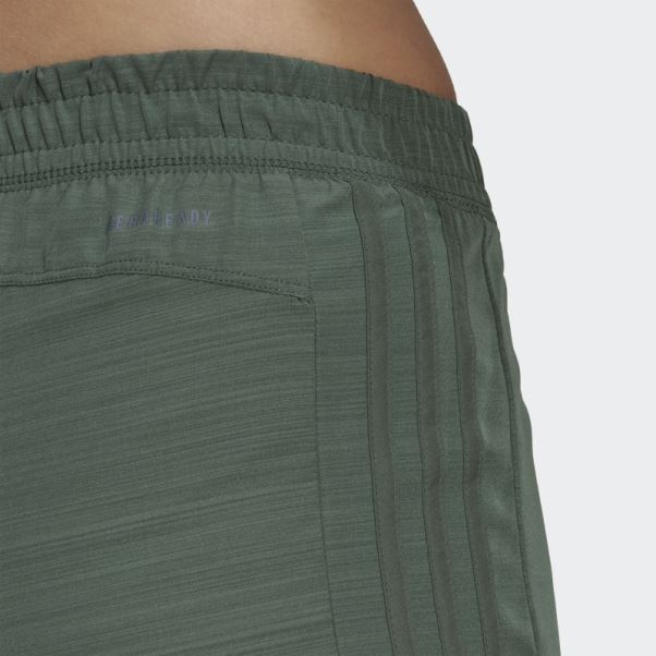 Adidas Vert Oxyde Pacer Short Chiné Tissé à 3 Bandes