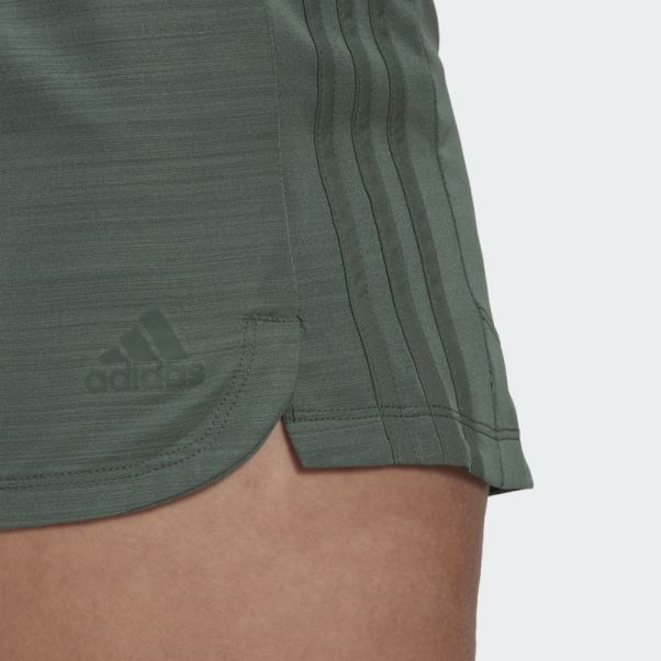 Adidas Vert Oxyde Pacer Short Chiné Tissé à 3 Bandes