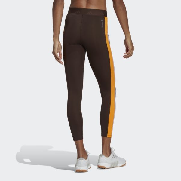 Adidas Leggings Hyperglam Training Techfit 7/8 Marron Foncé
