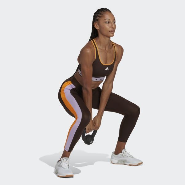 Adidas Leggings Hyperglam Training Techfit 7/8 Marron Foncé