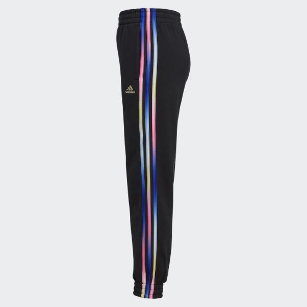 Pantalon De Jogging Adidas Noir En Molleton à Rayures Et à Imprimé Allover