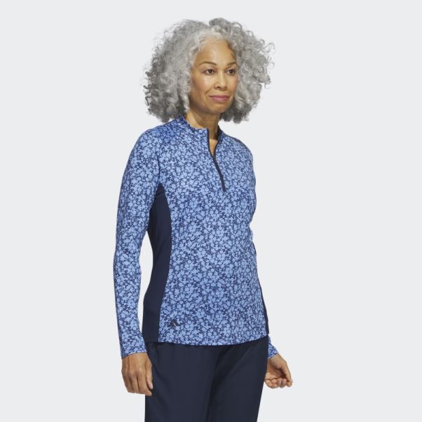 Adidas Ultimate365 Polo De Golf Col Cheminée Imprimé 1/4 Zip Bleu Marine