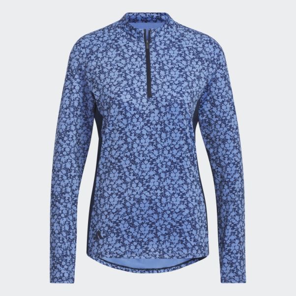 Adidas Ultimate365 Polo De Golf Col Cheminée Imprimé 1/4 Zip Bleu Marine