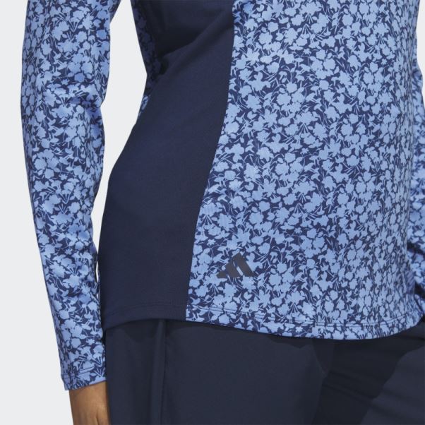 Adidas Ultimate365 Polo De Golf Col Cheminée Imprimé 1/4 Zip Bleu Marine