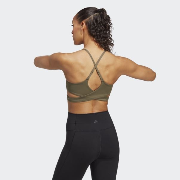 Soutien-gorge Long à Maintien Léger Adidas Yoga Studio Olive