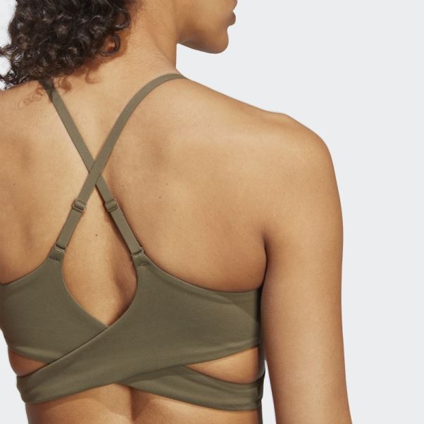 Soutien-gorge Long à Maintien Léger Adidas Yoga Studio Olive