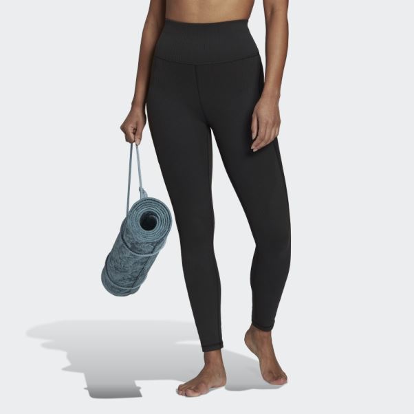Yoga Studio Luxe Wind Legging Côtelé Taille Super Haute Adidas Noir