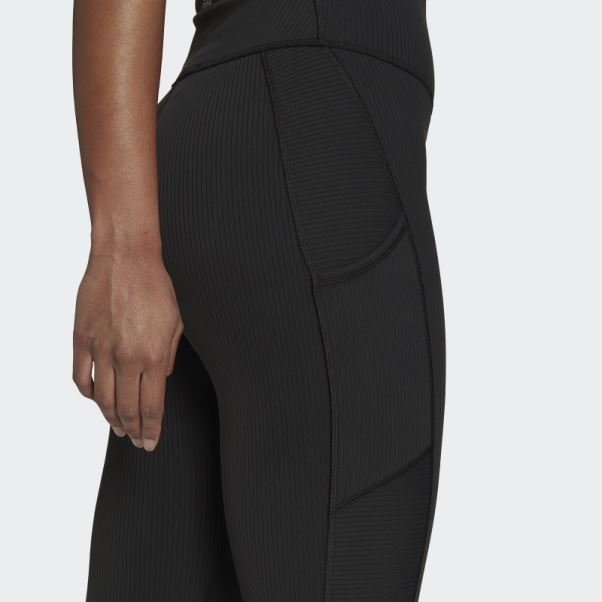 Yoga Studio Luxe Wind Legging Côtelé Taille Super Haute Adidas Noir