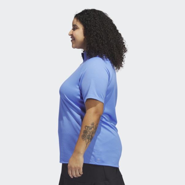 Adidas Polo De Golf Texturé Bleu (grande Taille)