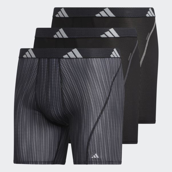 3 Paires De Caleçons Boxers Graphiques En Mesh Performance Noirs Adidas